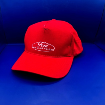 Czapka z daszkiem ‘Ford Fan Club Polska’ – czerwona, zamszowa