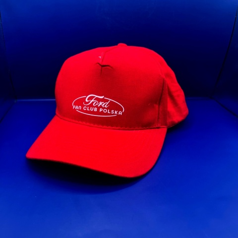 Czapka z daszkiem ‘Ford Fan Club Polska’ – czerwona, zamszowa