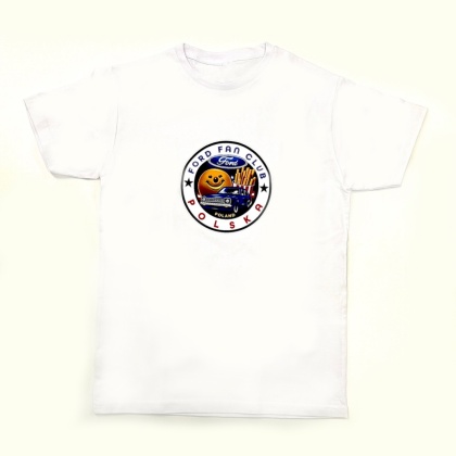 T-shirt dziecięcy ‘Ford Fan Club Polska’ wersja koło – biały