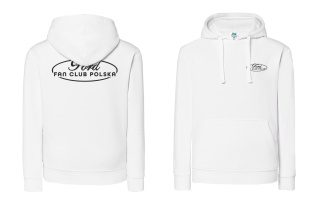 bluza damska z kapturem ‘Ford Fan Club Polska’ – biała