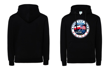bluza damska z kapturem ‘Ford Fan Club Polska’ wersja koło – czarna