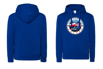 Bluza damska z kapturem ‘Ford Fan Club Polska’ wersja koło – niebieska