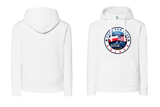 bluza damska z kapturem ‘Ford Fan Club Polska’ wersja koło – biała