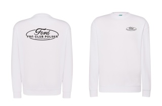 bluza męska bez kaptura ‘Ford Fan Club Polska’ – biała
