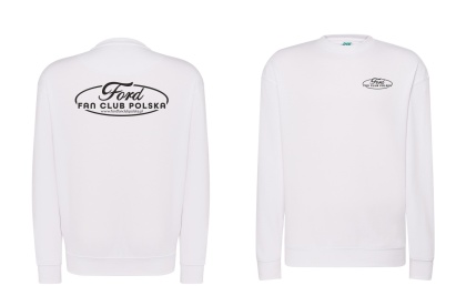 bluza męska bez kaptura ‘Ford Fan Club Polska’ – biała