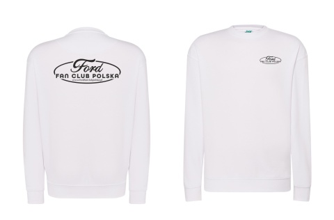 bluza męska bez kaptura ‘Ford Fan Club Polska’ – biała