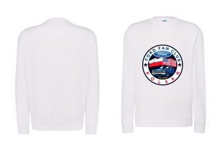 bluza męska bez kaptura ‘Ford Fan Club Polska’ wersja koło – biała