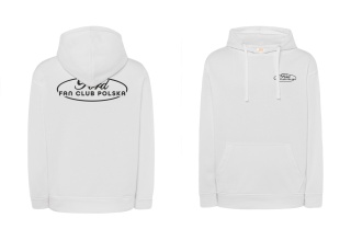 bluza męska z kapturem ‘Ford Fan Club Polska’ – biała