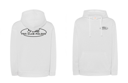 bluza męska z kapturem ‘Ford Fan Club Polska’ – biała