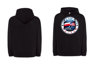 bluza męska z kapturem ‘Ford Fan Club Polska’ wersja koło – czarna