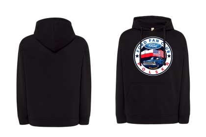 bluza męska z kapturem ‘Ford Fan Club Polska’ wersja koło – czarna