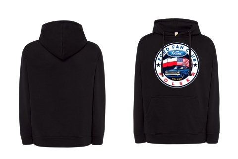 bluza męska z kapturem ‘Ford Fan Club Polska’ wersja koło – czarna