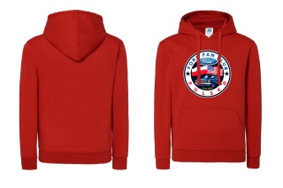 bluza męska z kapturem ‘Ford Fan Club Polska’ wersja koło – czerwona
