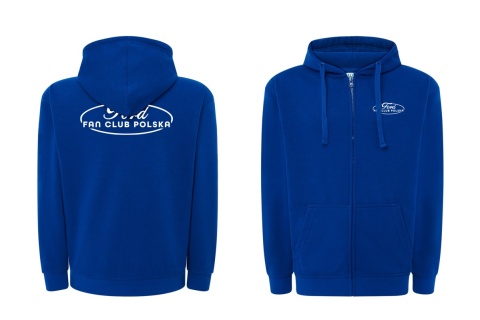 bluza męska z zamkiem ‘Ford Fan Club Polska’ – niebieska