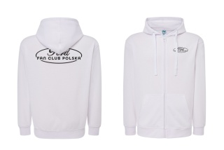 bluza męska z zamkiem ‘Ford Fan Club Polska’ – biała