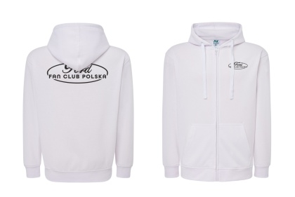 bluza męska z zamkiem ‘Ford Fan Club Polska’ – biała