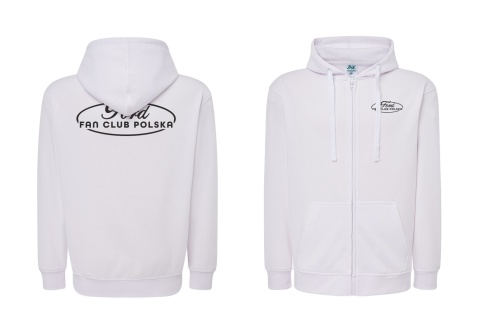 bluza męska z zamkiem ‘Ford Fan Club Polska’ – biała