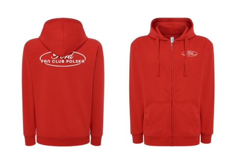 bluza męska z zamkiem ‘Ford Fan Club Polska’ – czerwona